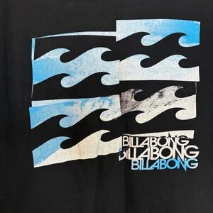 Billabong Graphic Black T-Shirt Wave Design Surf Tee Discontinued Black Large